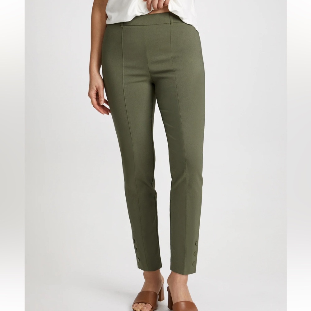 Laura Slim Pull-On Ankle Pants Dusty Olive Green